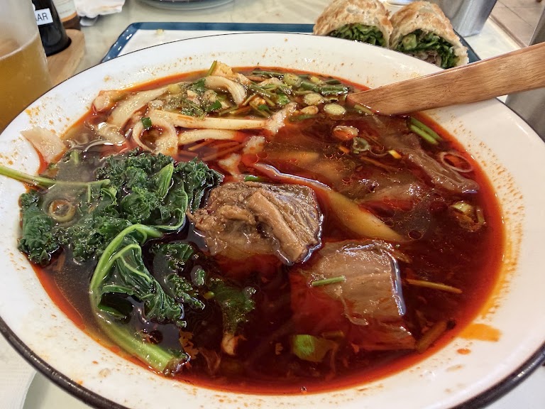 Spicy Beef and Beef Tendon Noodle/rice Noodle Soup at Noodle St