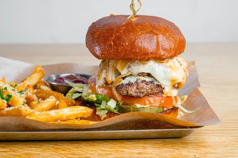 Classic Smash Burger at Station Craft Brewery + Kitchen