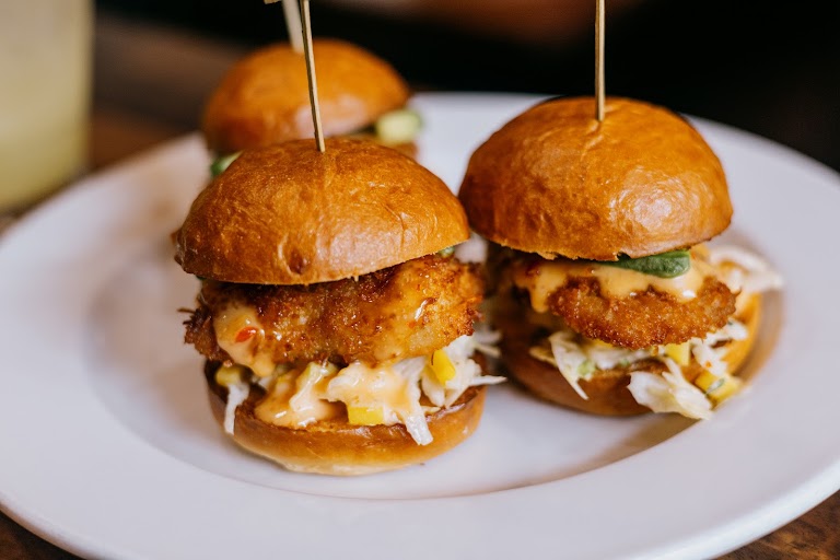 Coconut Crusted Mahi Sliders at Rock'N Fish