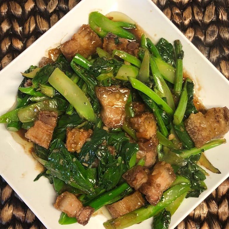 Chinese Broccoli with Moo Krob at Angel Thai Cuisine