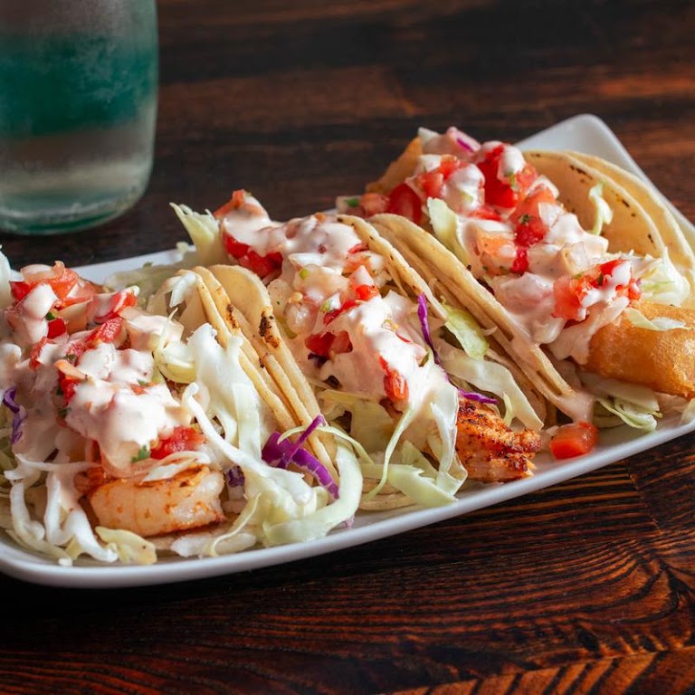 Crispy Fish Tacos at Hook'd Fish Grill