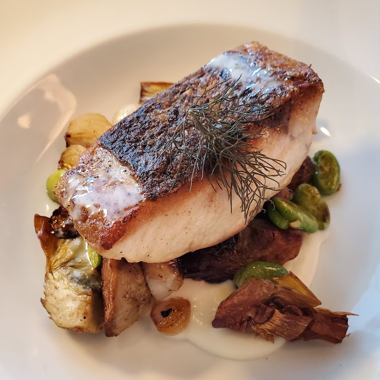 Pan Seared Halibut at Saltie Girl