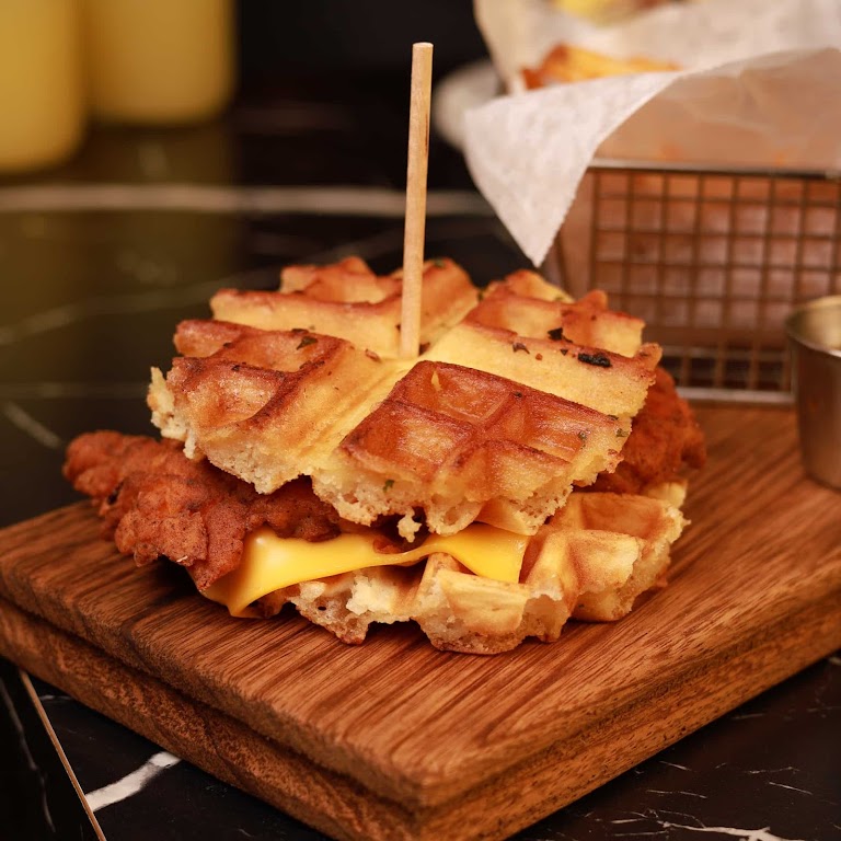 Chicken N' Waffle Sando at Kulturas Latin Kitchen & Cantina
