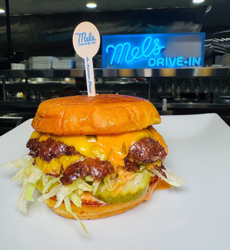 The Famous Melburger at Mel's Drive-In Hollywood