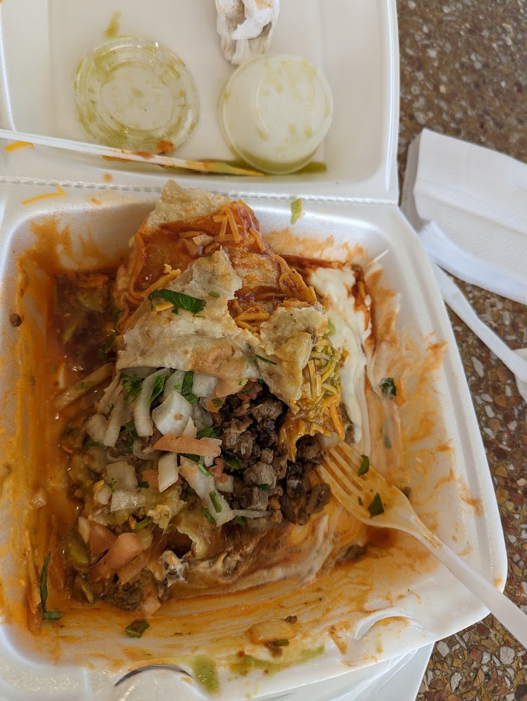 Tostada & Beef Taco at Servandos Taco Shop