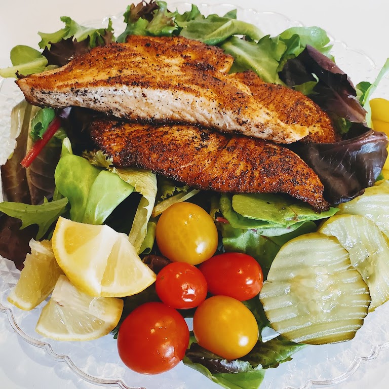 Grilled Salmon Salad at Fishbone Seafood