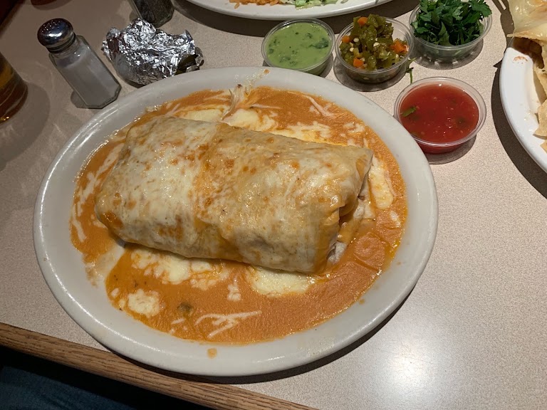 Burrito Carne Con Queso at Las Fuentes Mexican Restaurant