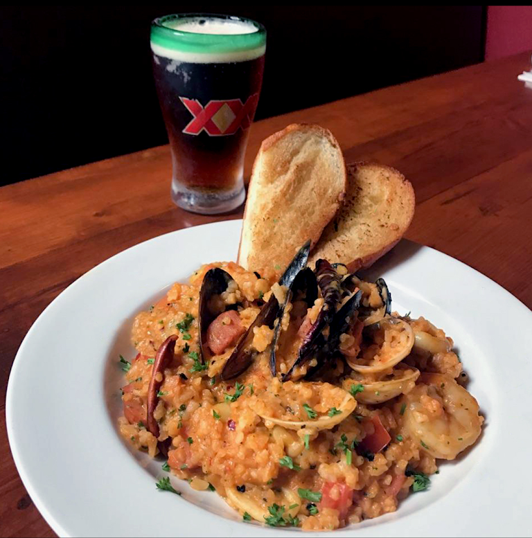 Shrimp N' Cheesy Grits at The Hangout Restaurant & Beach Bar