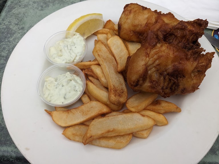 Lucky Baldwins' Famous Fish N Chips at Lucky Baldwin's Pub
