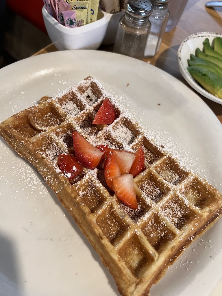 Waffles + Powdered Sugar + Strawberries