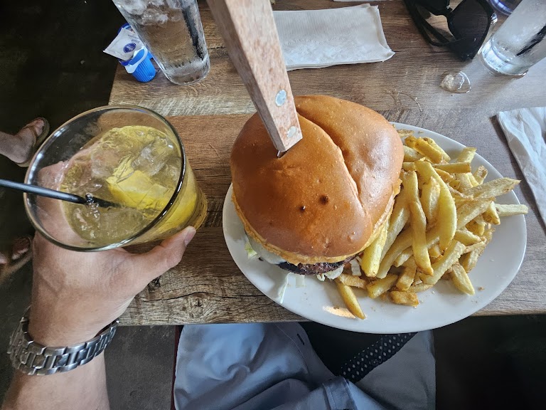 Smashed Double Cheese Burger at The Hangout Restaurant & Beach Bar