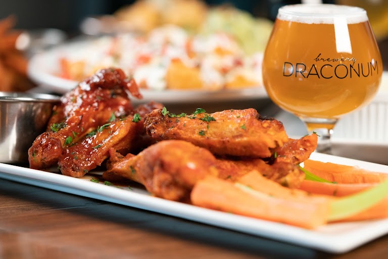 Buffalo or BBQ Chicken Wings at Brewery Draconum