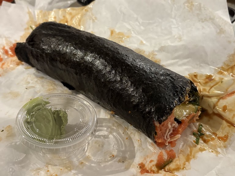 The Green Dragon in Tobiko at Jimmy's poke and sushi burrito 2
