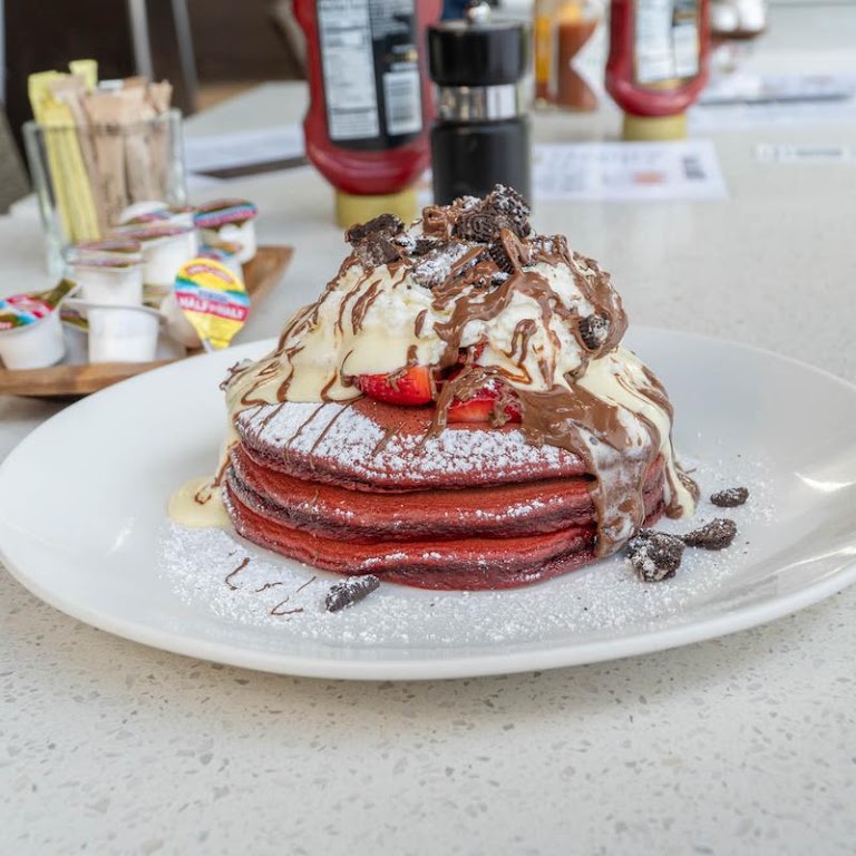 Red Velvet Pancakes at Lady C’s (formerly CiCi’s)