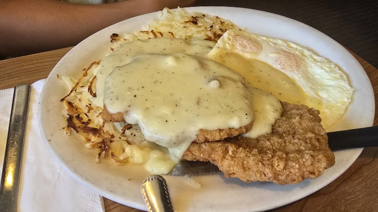 Chicken Fried Steak and Eggs at Peppertree Cafe
