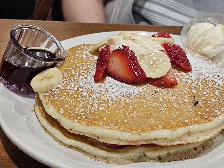 Strawberry Pancakes Tall Stack at The Corner Grill and Bakery