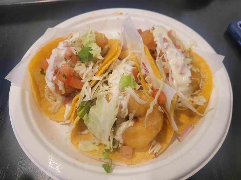 Fish Tacos with Avocado at Baja Cali Fish & Tacos (Pasadena-Washington)