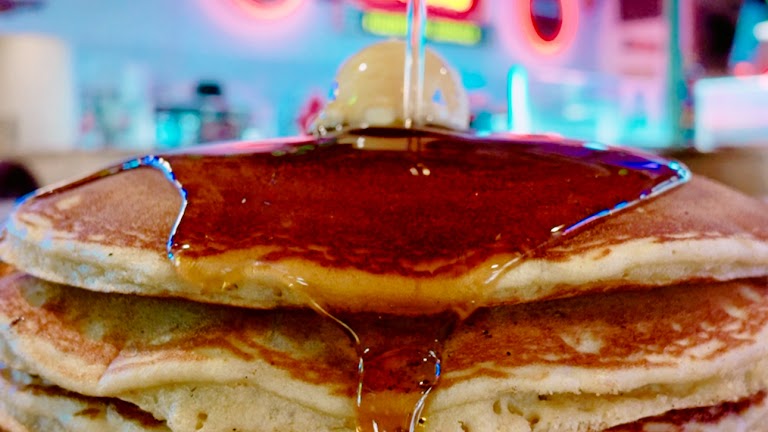 Cinnamon Roll French Toast with Fruit at Route 66 Classic Grill