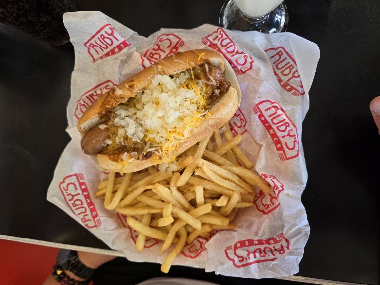 Chili Cheese Dog at Ruby's Diner