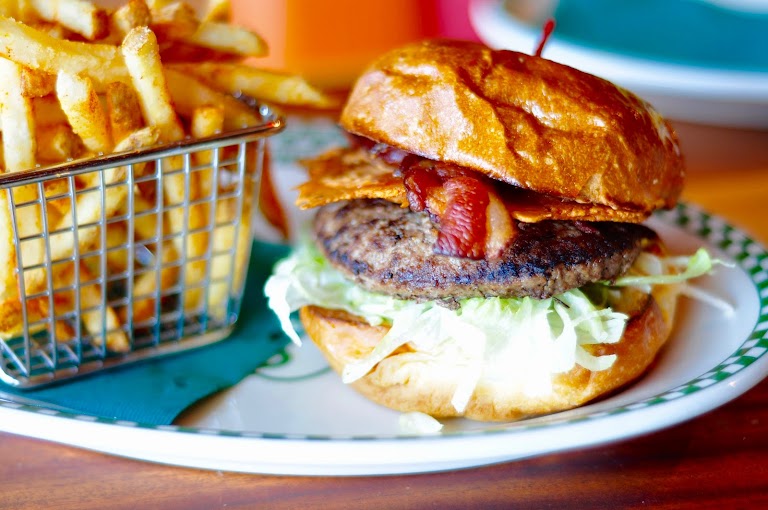 Custom Burger at Barney's Beanery