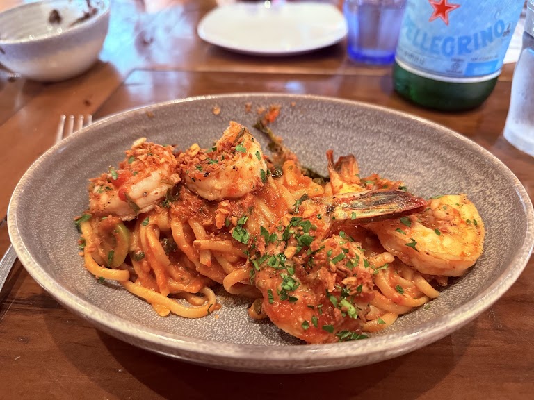 Shrimp Puttanesca Linguine at CUCINA enoteca Newport Beach